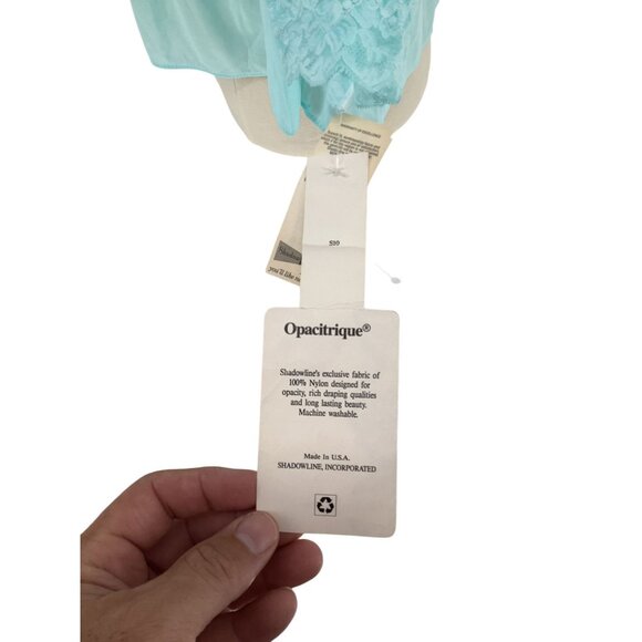 Vintage 70s NWT Sz M Shadowline Lace Trim Short Boudoir Jacket Robins Egg Blue - Picture 5 of 7